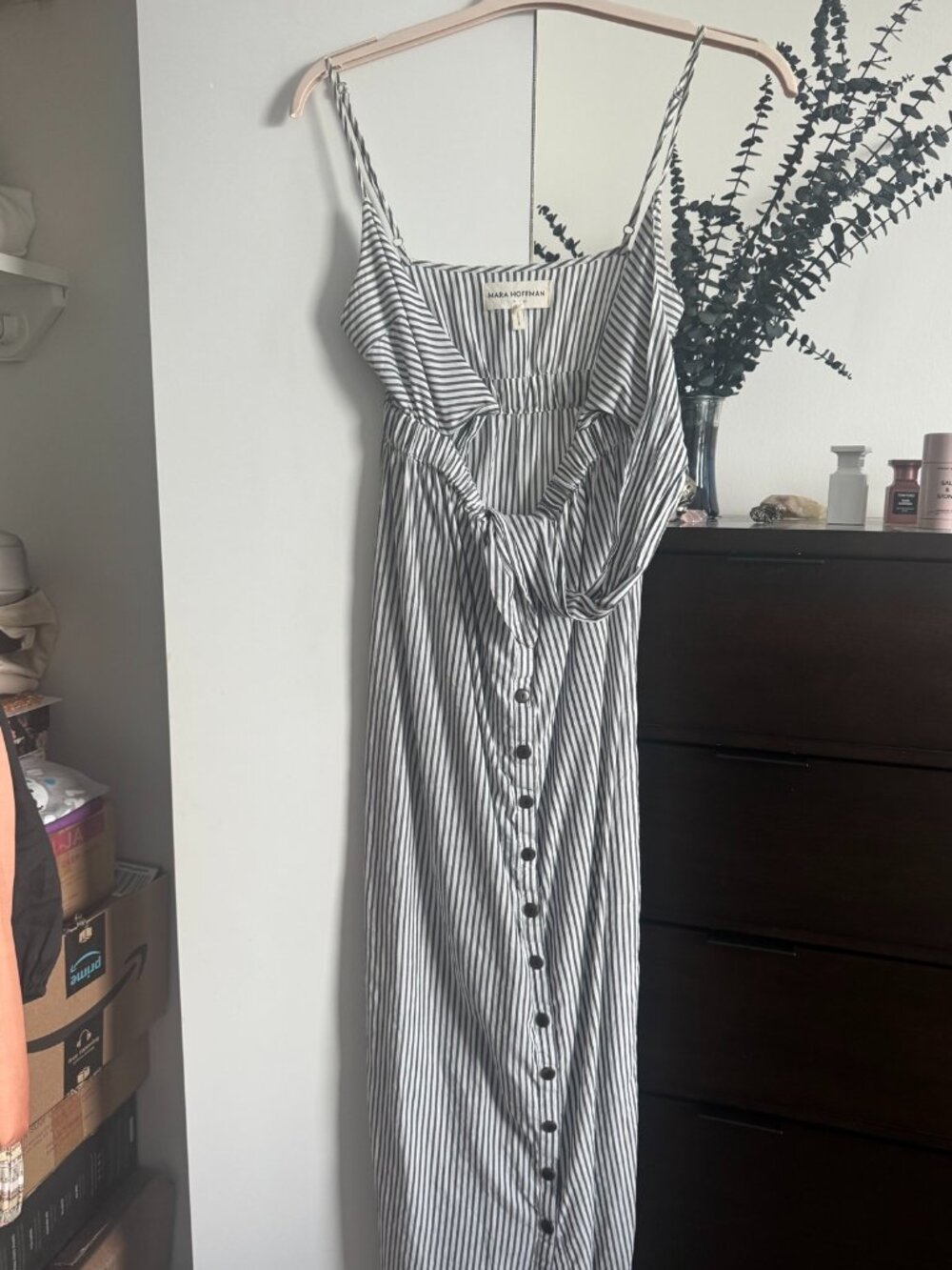Mara Hoffman Striped Button-Front Midi Dress